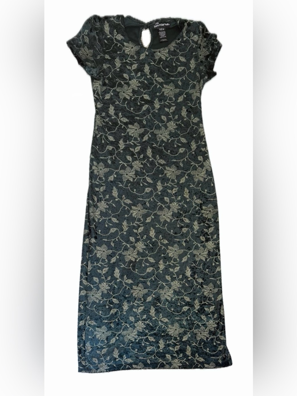 Vintage No Boundaries Velvet Maxi Dress Y2K Teal Green Dark Romantic Medium